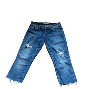 Guess Distressed Cropped Jeans in Blue